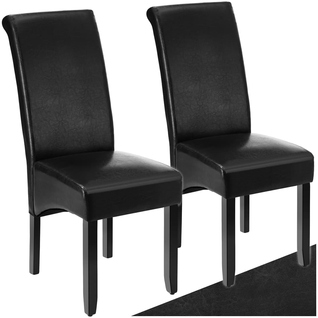 Esszimmerstuhl, ergonomisch, massives Hartholz - schwarz, 2er Set