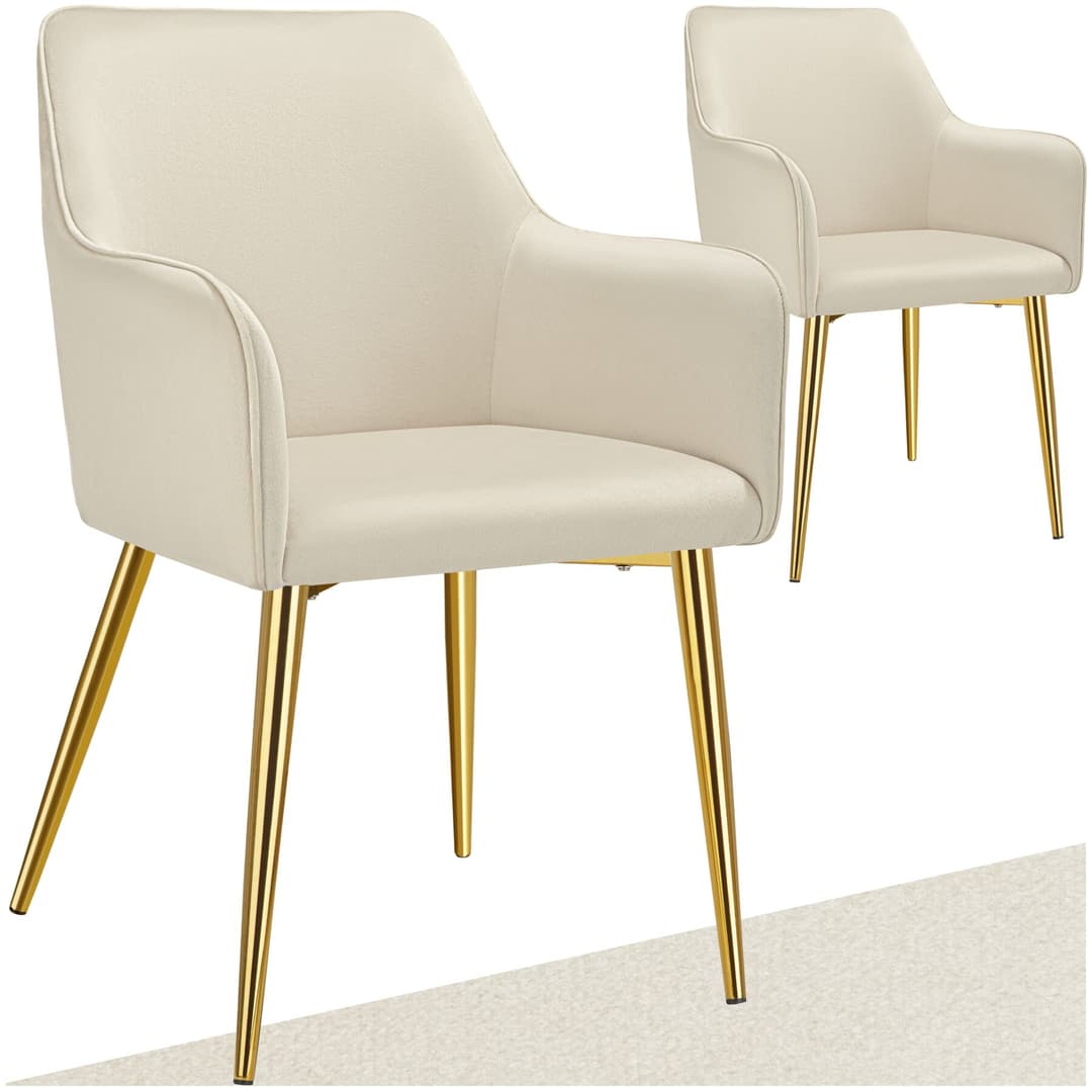 Armlehnstuhl Avane, Samtoptik, gepolstert - beige, 2er Set