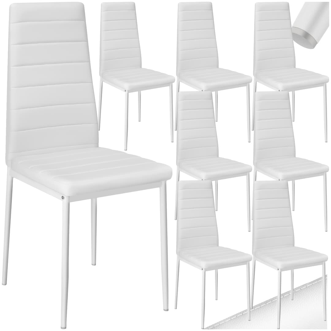 Esszimmerstühle Kunstleder - weiß, 8er Set