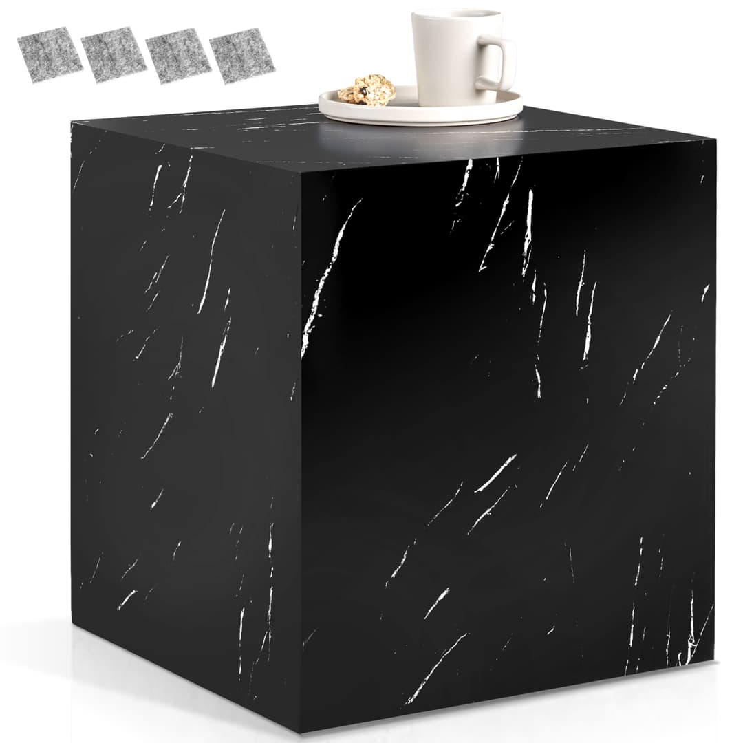 Couchtisch Lasley, Belastbarkeit 45 kg - Marmor Optik schwarz, 45 x 45 x 50 cm
