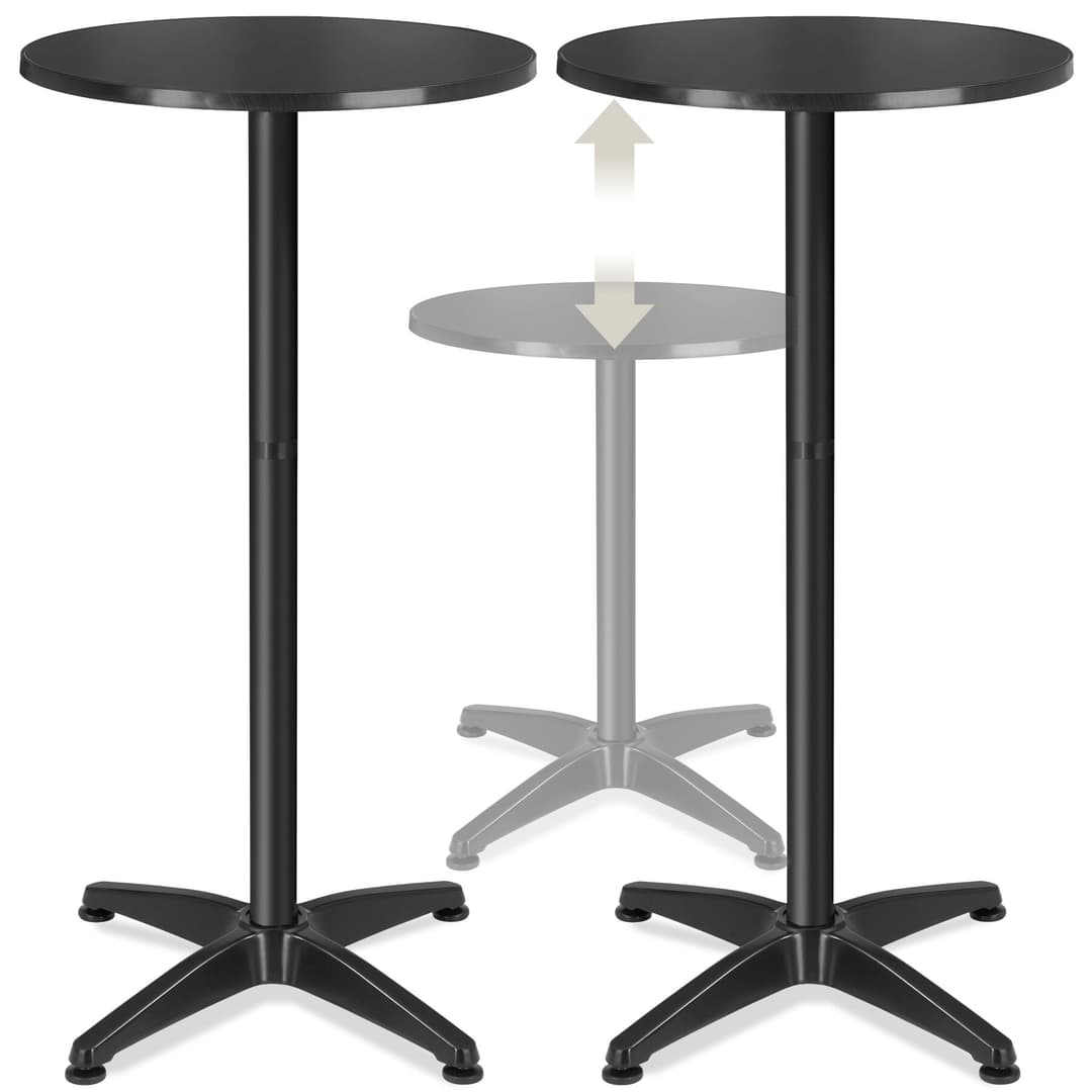 Aluminium-Bistrotisch Ø 60 cm, klappbar, höhenverstellbar - schwarz