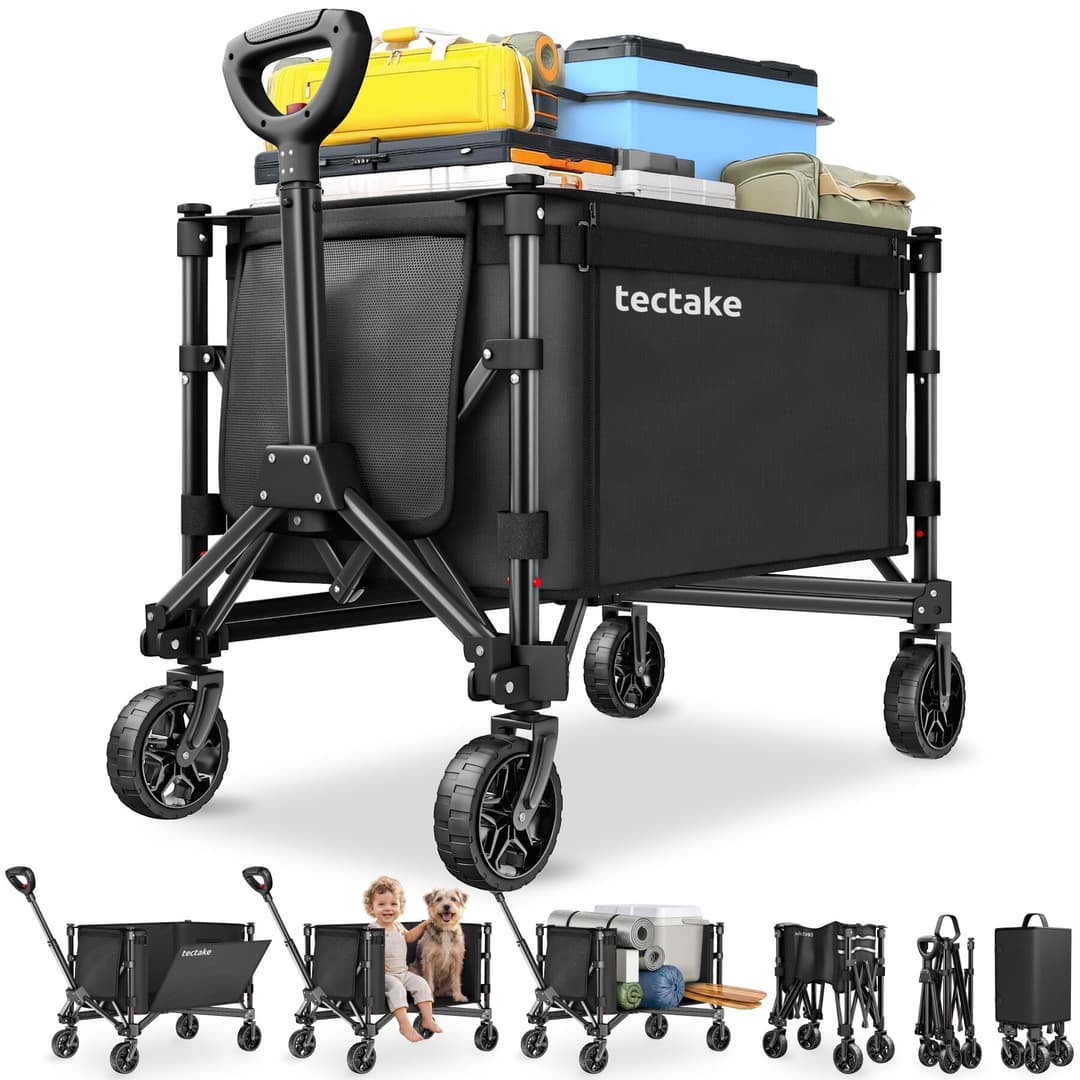 Bollerwagen SmartRider faltbar, Profilräder, Teleskopgriff - schwarz