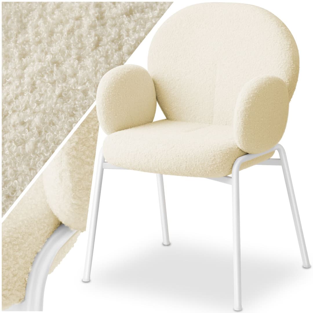 Stuhl Scandi gepolstert, Bouclé-Stoff - creme, pro Stück