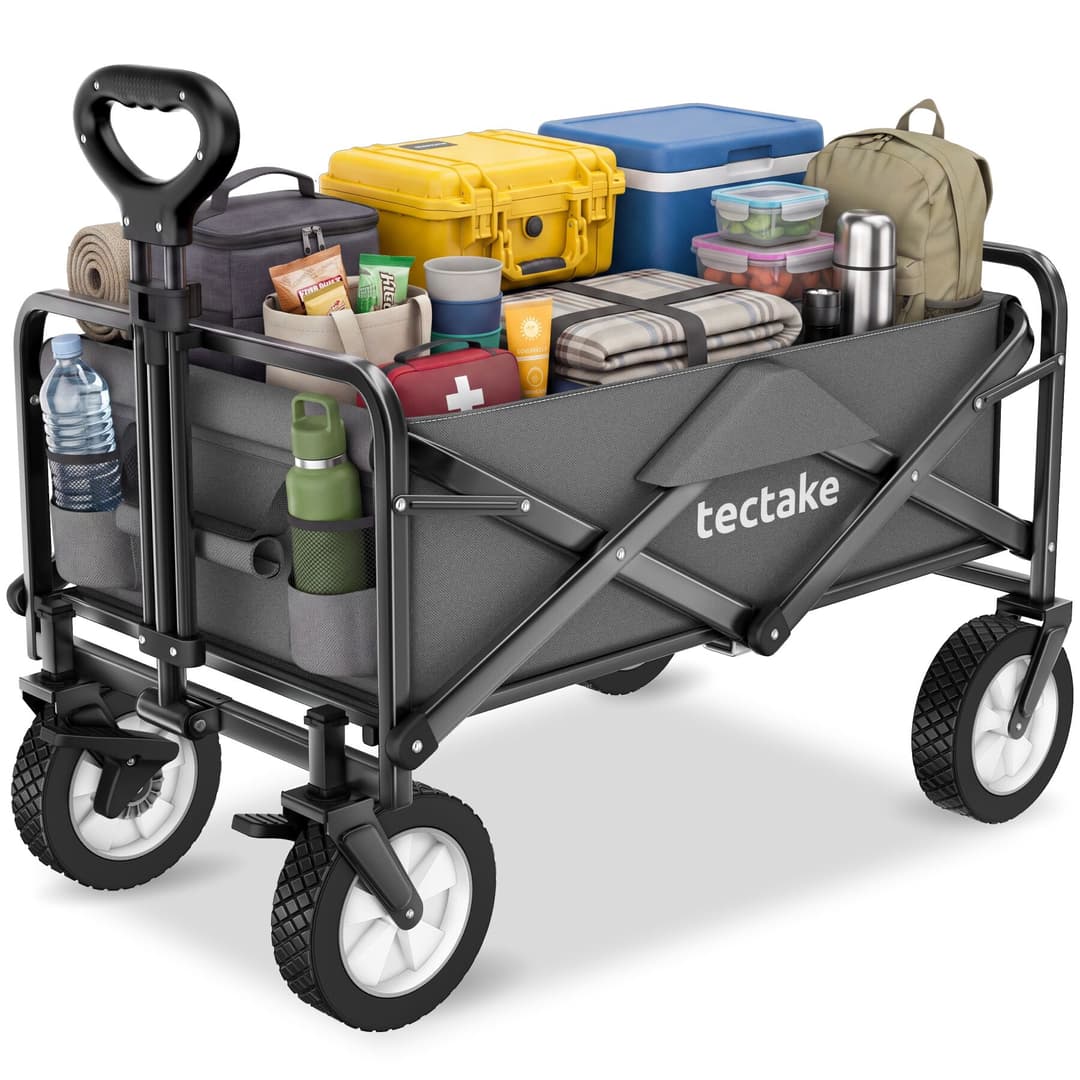 Faltbarer Bollerwagen Leon mit Bremsen, Belastbarkeit 80kg - grau