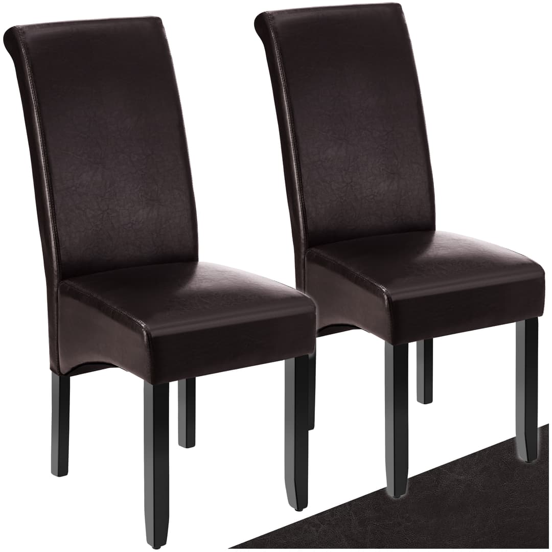 Esszimmerstuhl, ergonomisch, massives Hartholz - braun, 2er Set