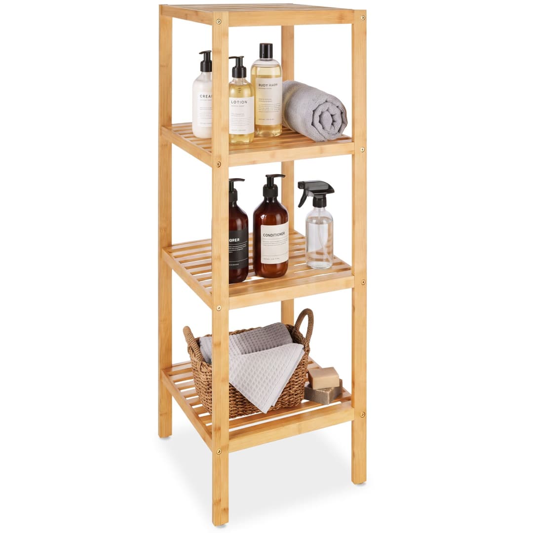 Bambus Standregal 4 Böden 33x33x97cm - braun