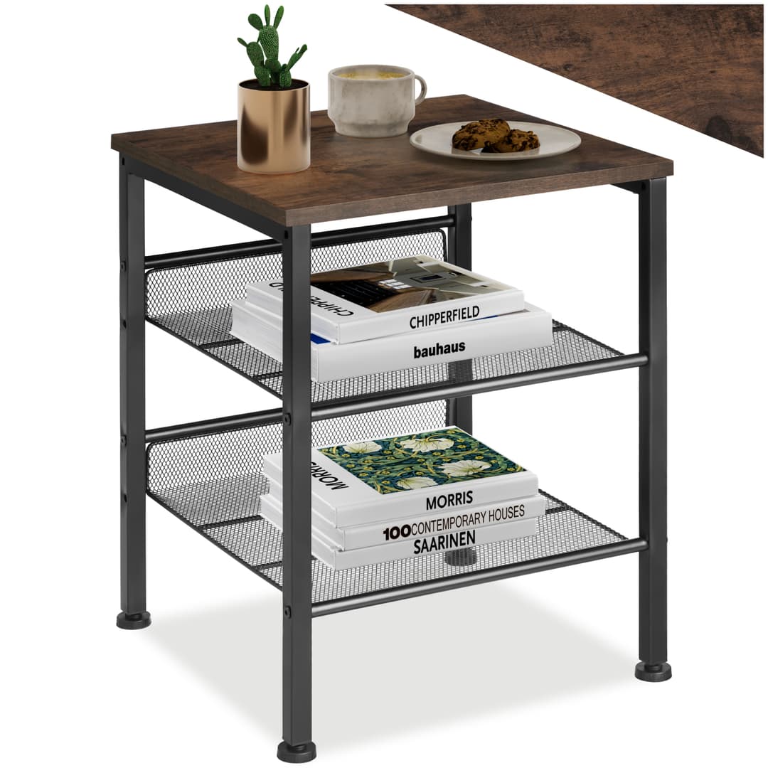 Beistelltisch Lincoln 40,5x40x50,5cm - Industrial Holz dunkel, rustikal