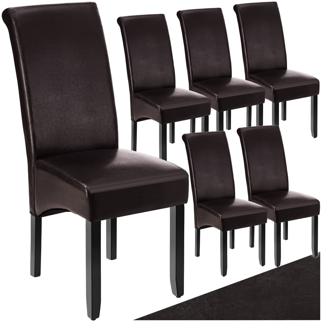 Esszimmerstuhl, ergonomisch, massives Hartholz - braun, 6er Set