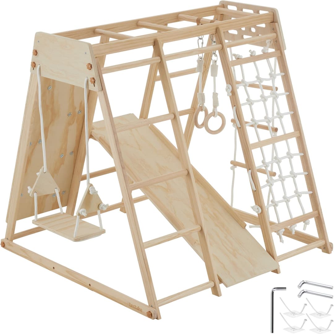 Klettergerüst Mont Blanc, 8in1, indoor, aus Holz, klappbar - hellbraun