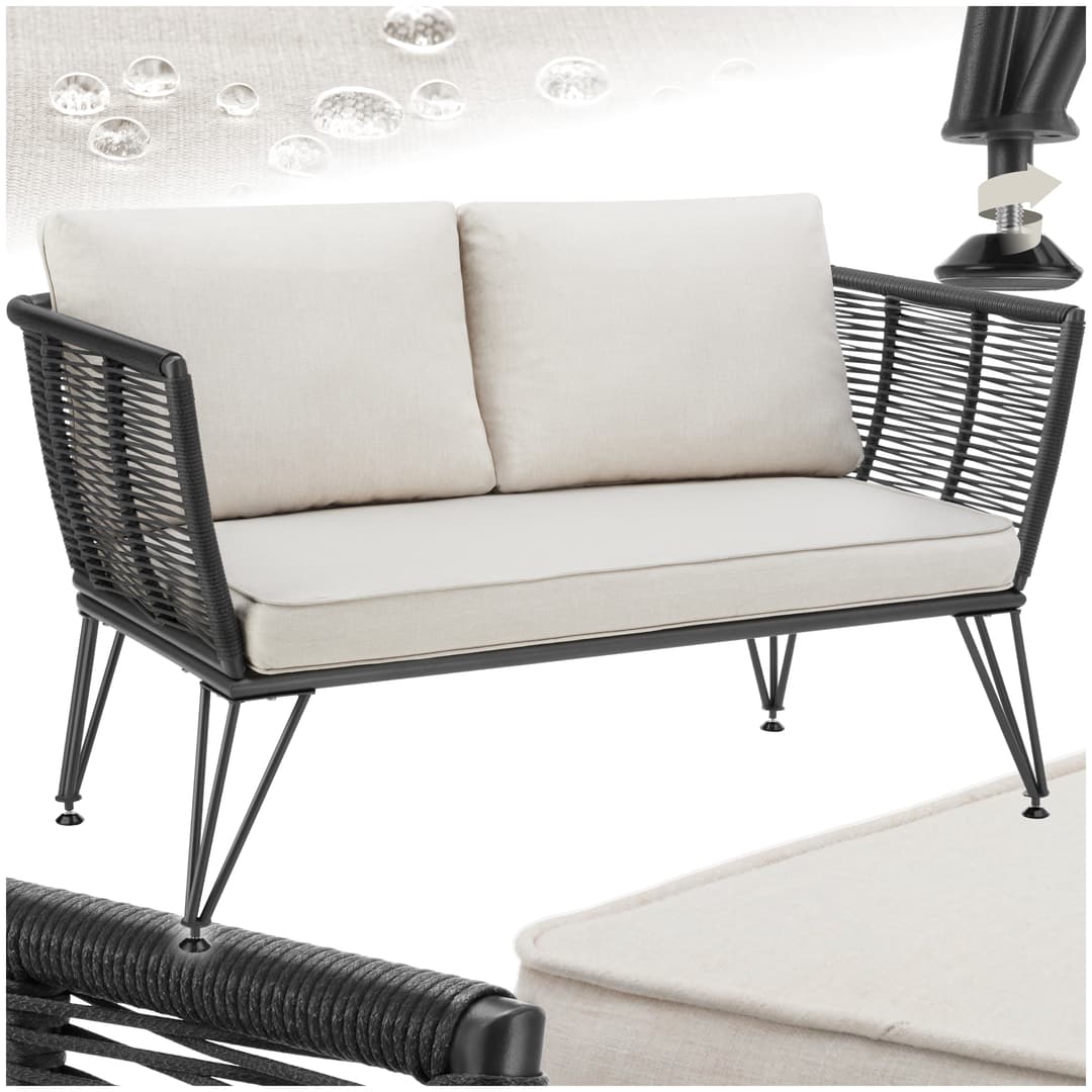 Garten-Loungesofa Sundo im Rope-Design mit Polyrattan - anthrazit
