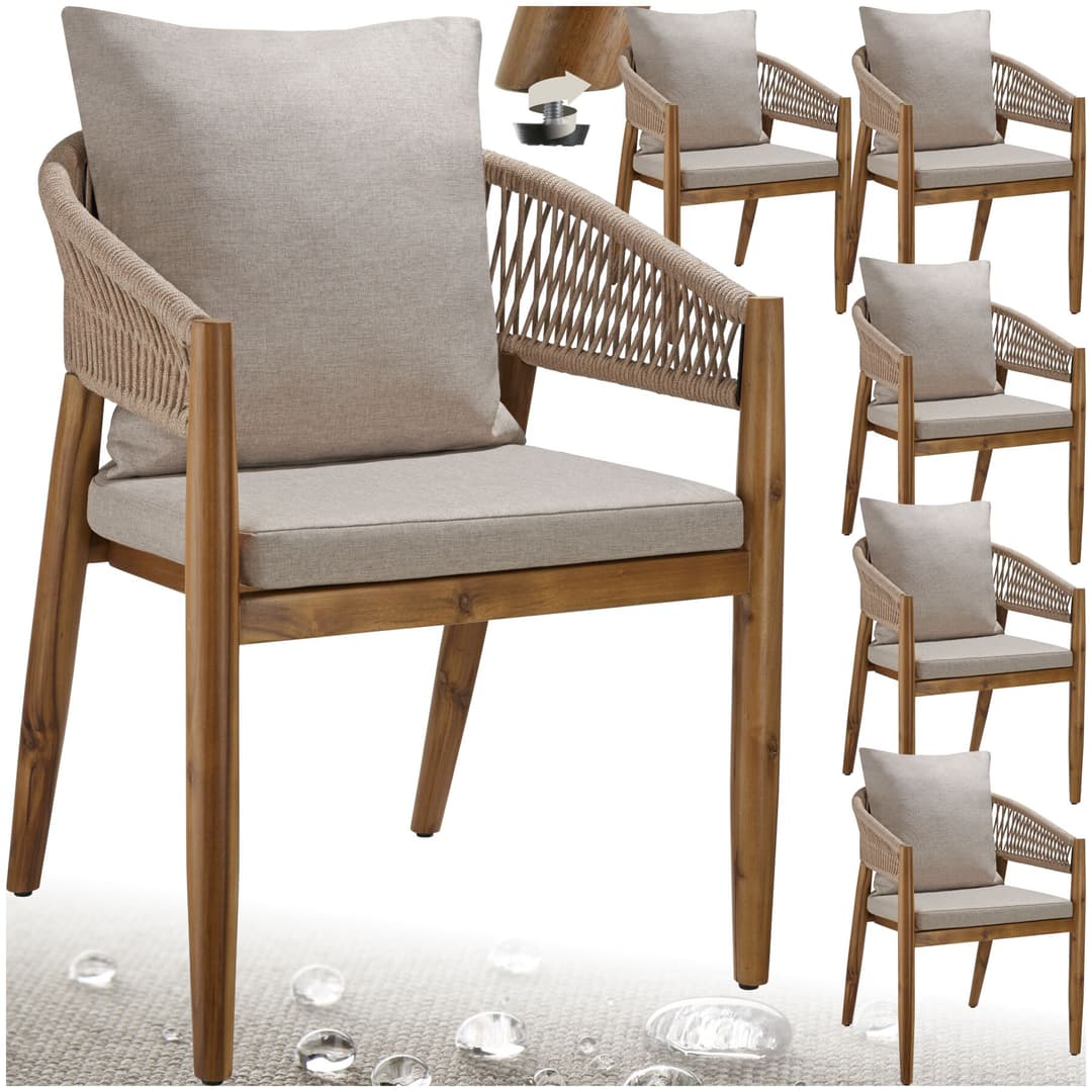 Gartenstuhl Manacor, Ropedesign - Sand, 6er Set