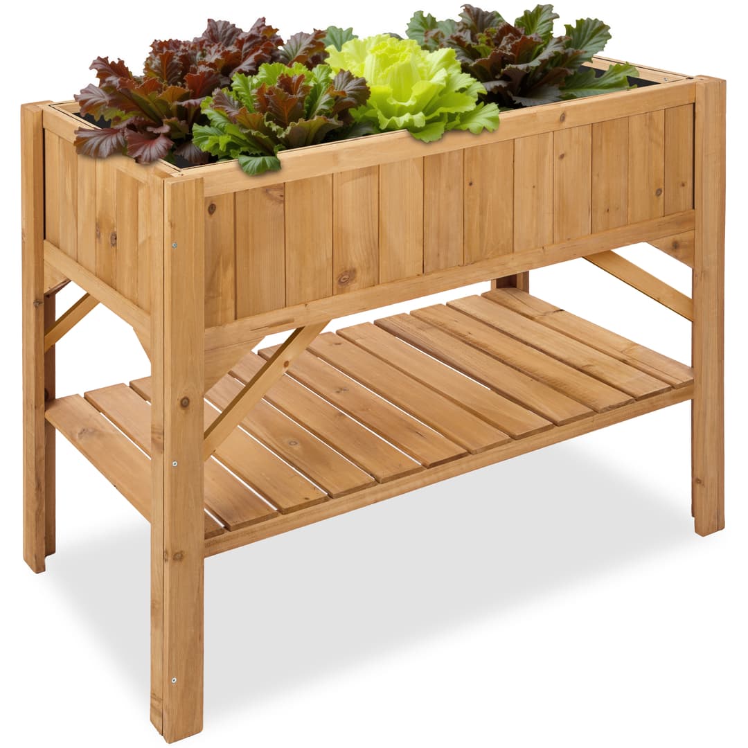 Hochbeet mit Ablage 119x57x90cm - braun