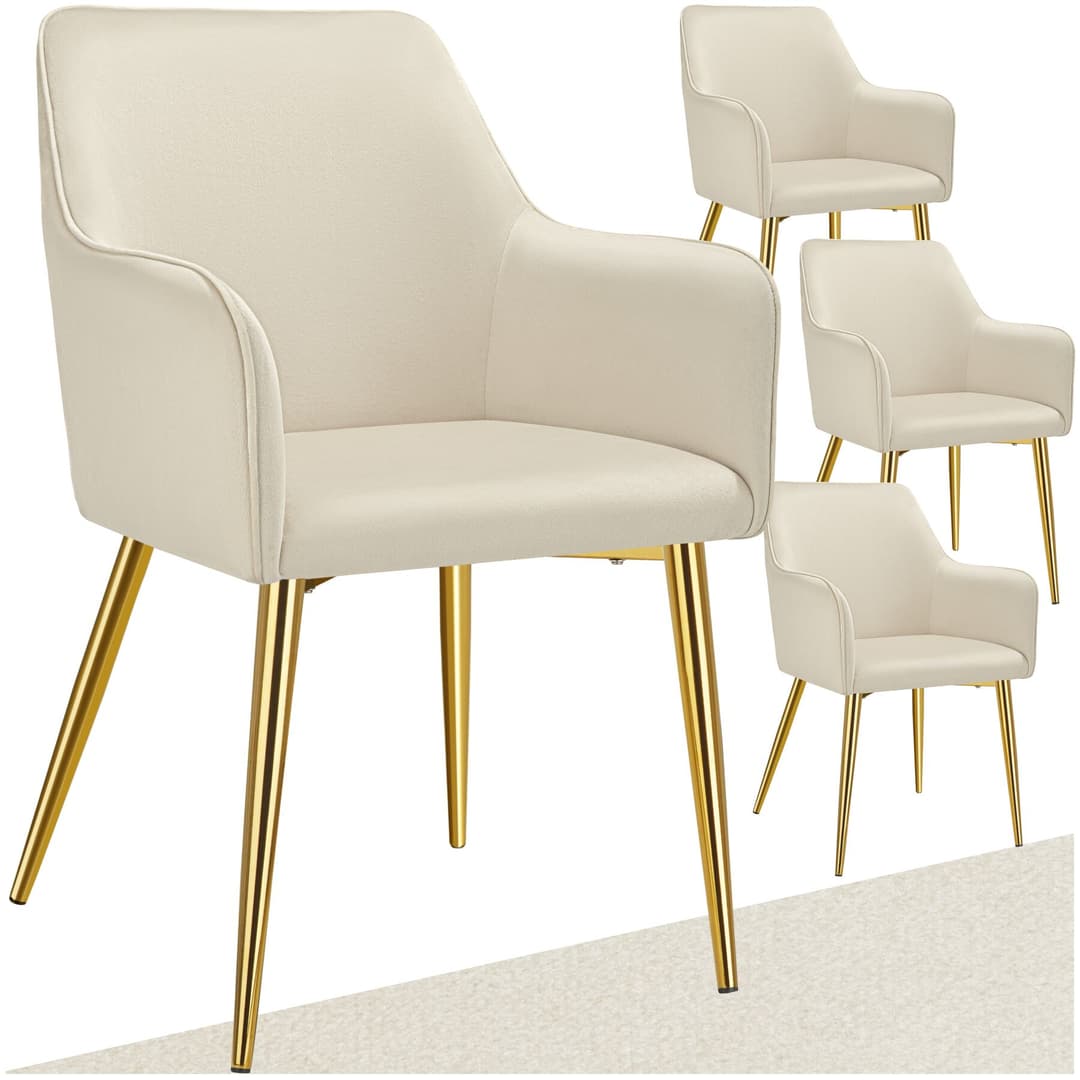 Armlehnstuhl Avane, Samtoptik, gepolstert - beige, 4er Set