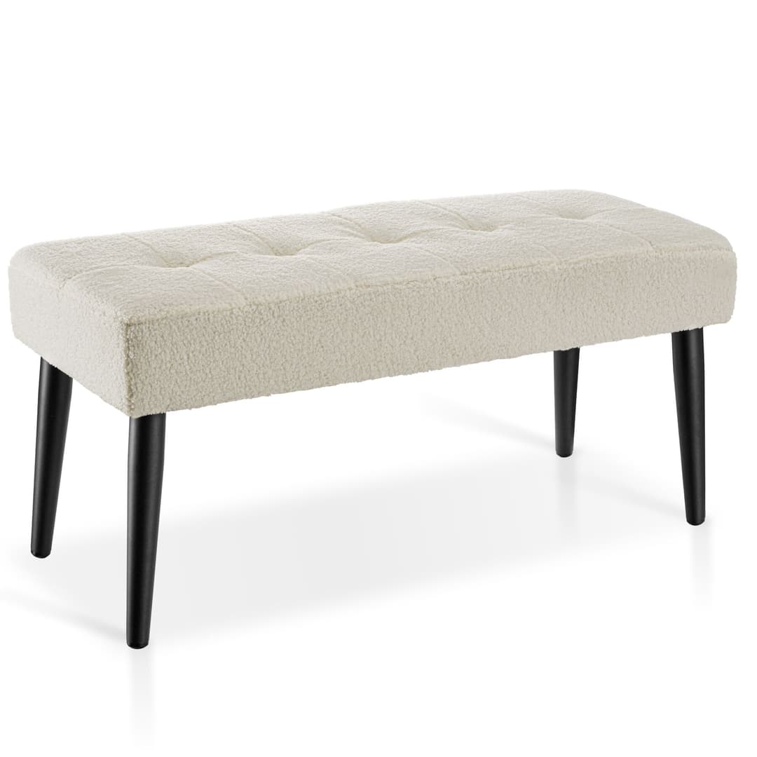 Sitzbank Glora gepolstert, mit Steppmuster, 220 kg belastbar - Bouclé creme