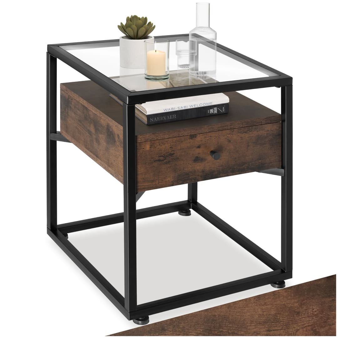 Nachttisch Preston 43x45x54,5cm - Industrial Holz dunkel, rustikal