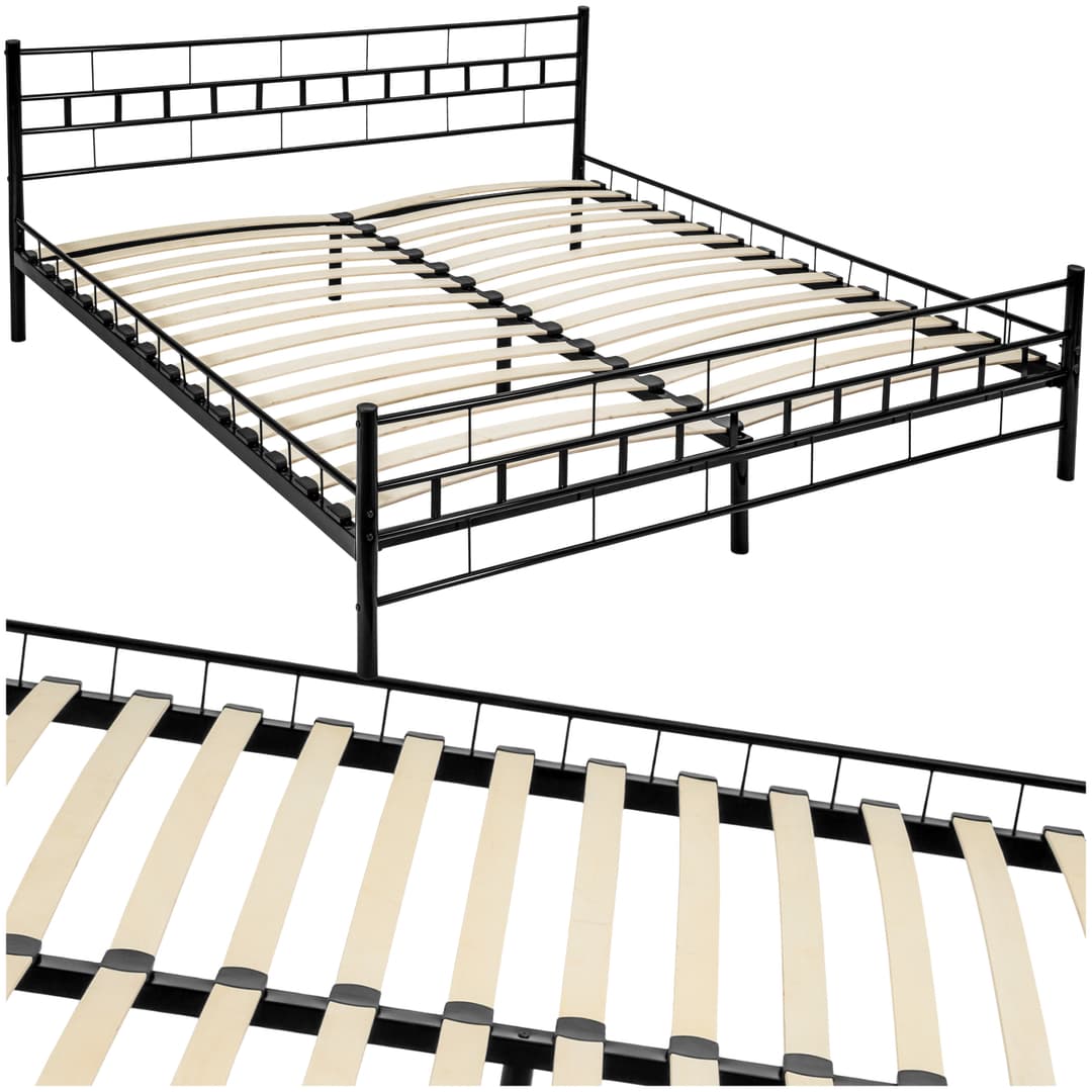 Metallbett mit Lattenrost im modernen Design - 200 x 180 cm, schwarz