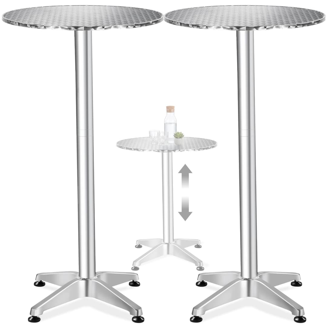 Aluminium-Bistrotisch Frederic Ø 60 cm, höhenverstellbar - silber