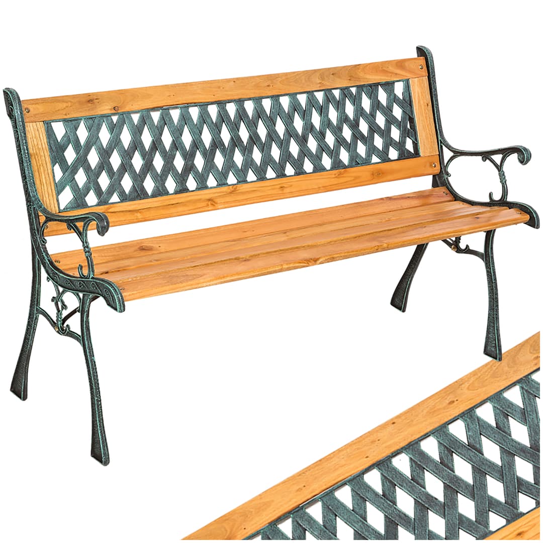Gartenbank Tamara 2-Sitzer aus Holz und Gusseisen 128x51x73cm - braun