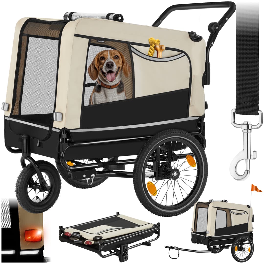 Hundeanhänger WoofRider multifunktional, faltbar, bis 40kg - beige