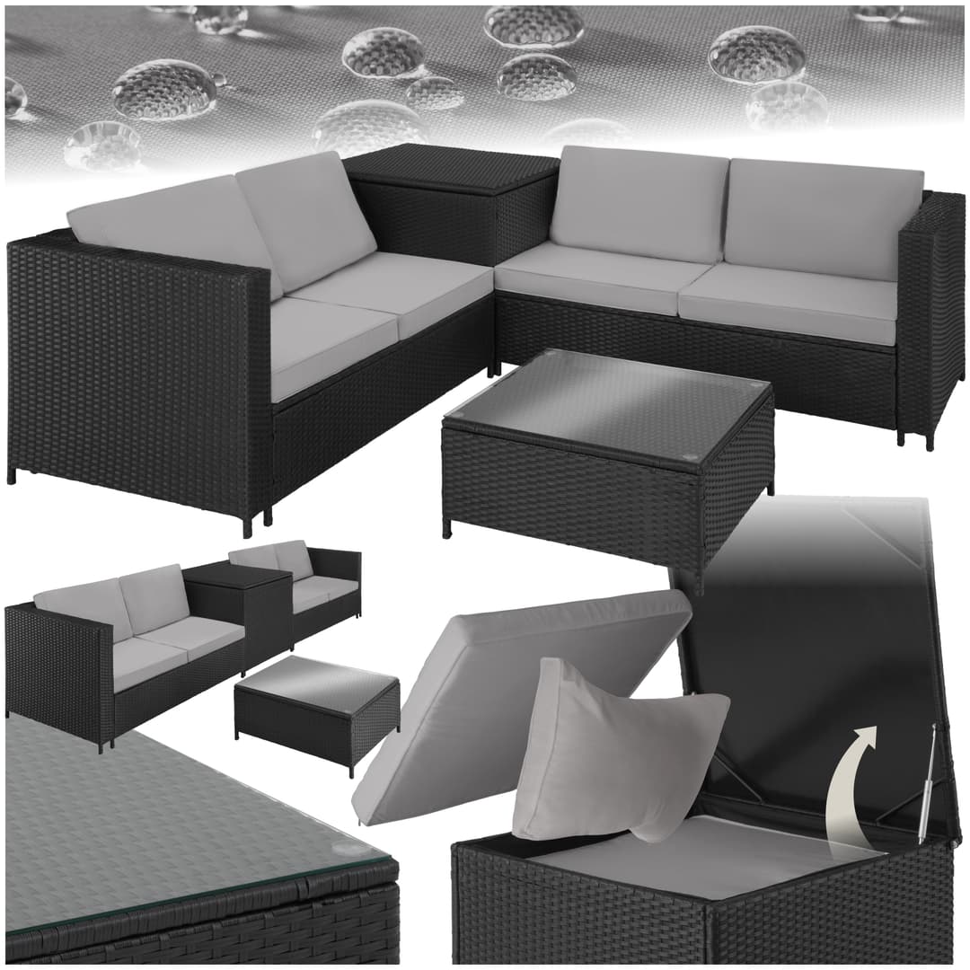 Rattan Lounge Siena - schwarz/grau