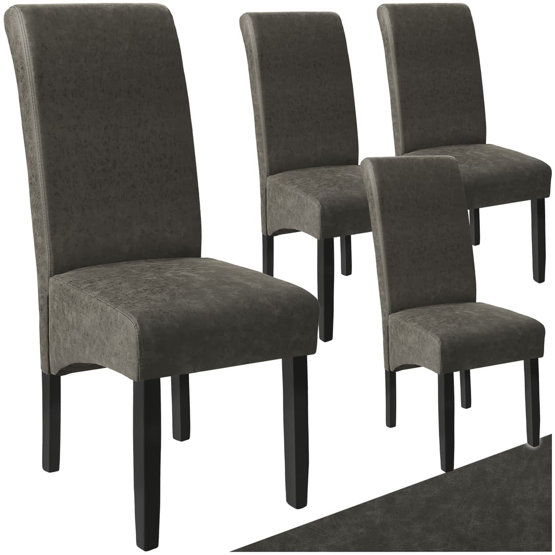 Esszimmerstuhl, ergonomisch, massives Hartholz - grau marmoriert, 4er Set