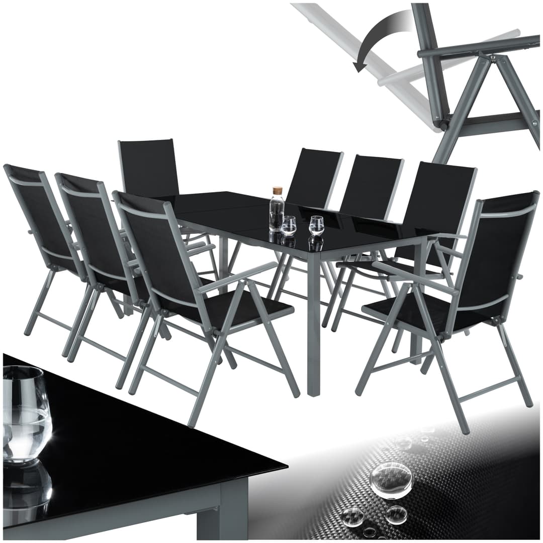 Aluminium Sitzgruppe 8+1 - anthrazit