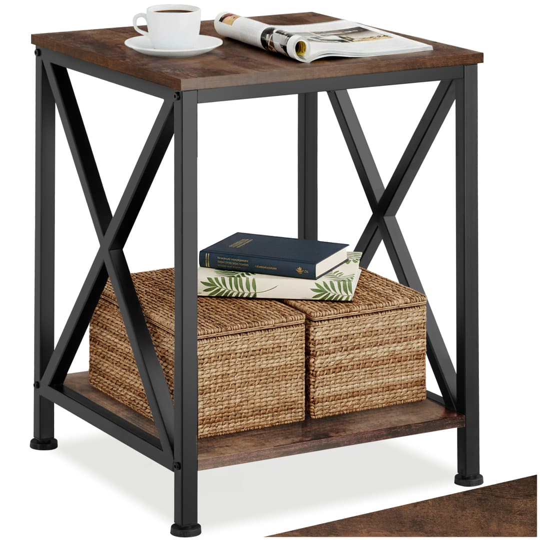 Beistelltisch Carlton 40,5x40,5x52,5cm - Industrial Holz dunkel, rustikal