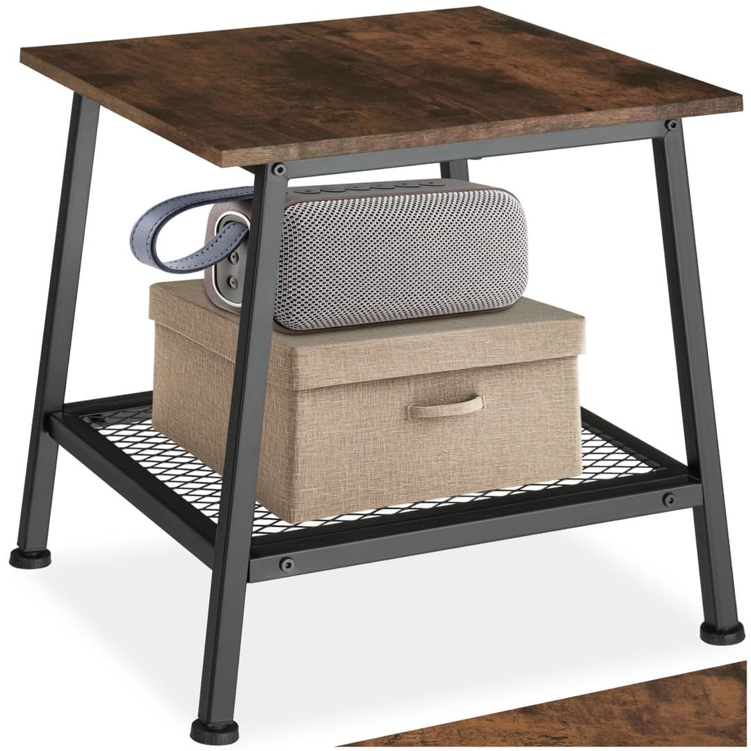 Beistelltisch Bedford 45,5x45x47cm - Industrial Holz dunkel, rustikal