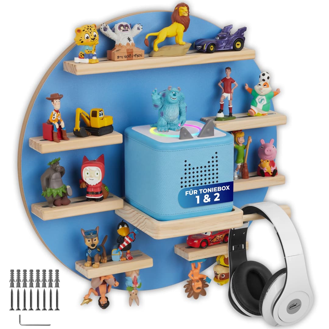Wandregal MyLittleStory Moon, für bis zu 28 Tonies - blau