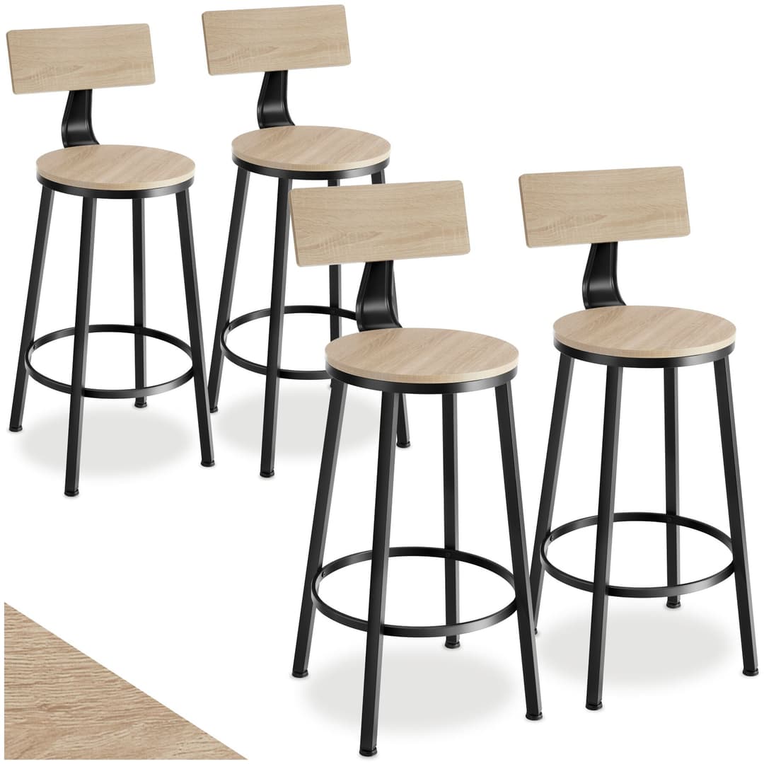 Barhocker Poole - Industrial Holz hell, Eiche Sonoma