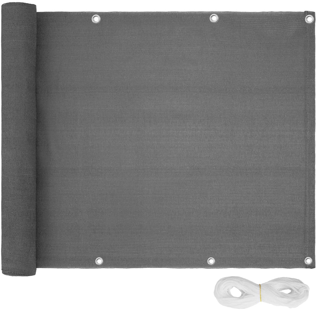 Balkon Sichtschutz mit metallverstärkten Ösen, Version 2 - grau, 75 cm