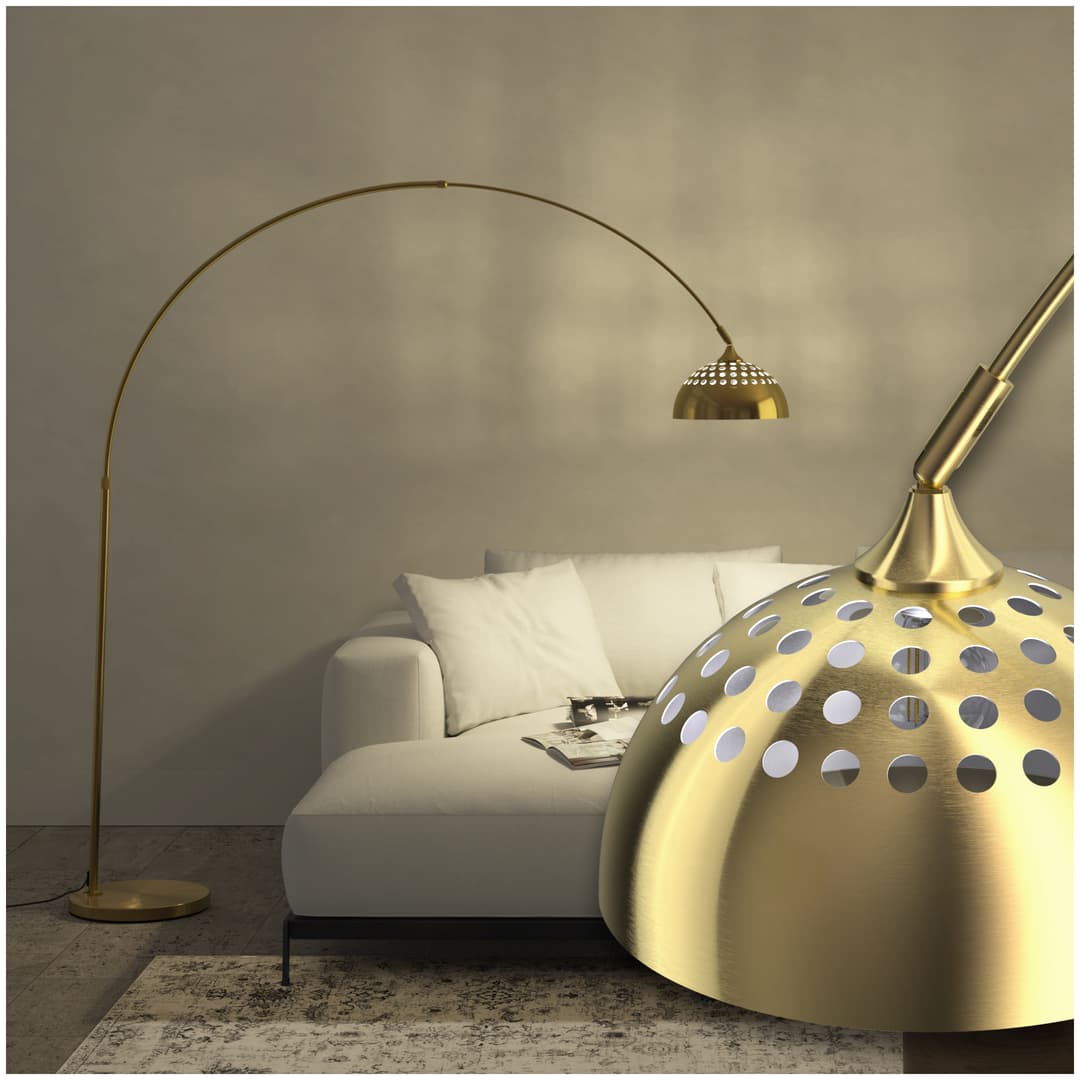 Bogenleuchte Arcus, Stahl, Retro-Stil, 60W - gold