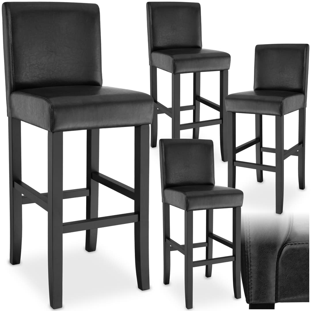 Barhocker aus Kunstleder - schwarz, 4er Set