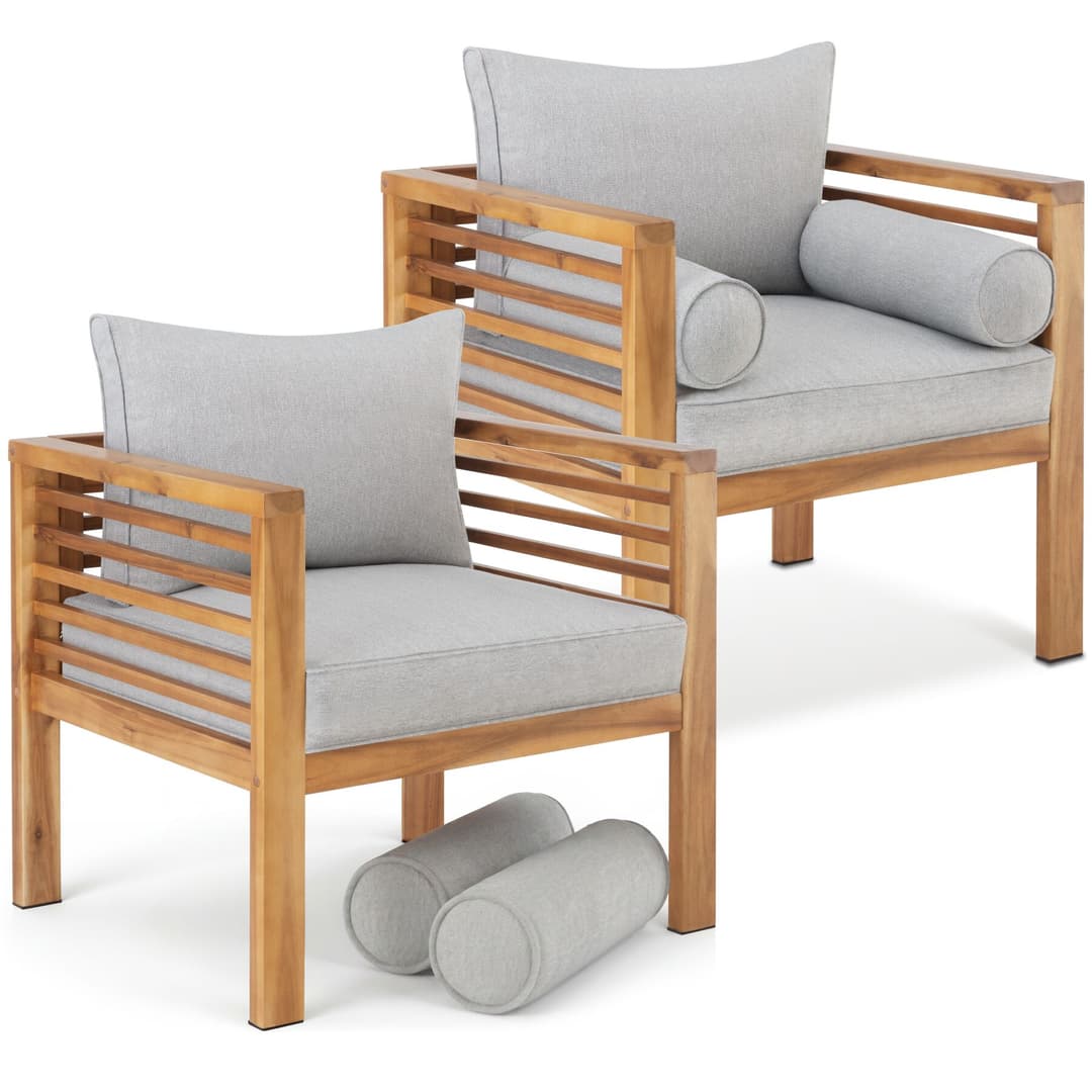 Garten-Loungesessel Boka, lasiertes Holz, 120 kg belastbar - 2er Set