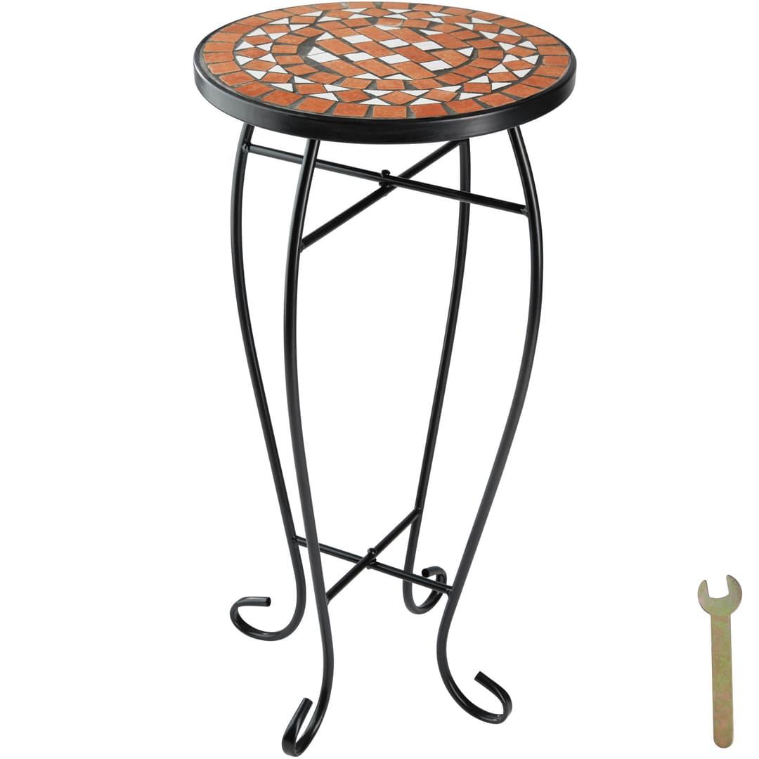 Balkontisch Blumenhocker mit Mosaikmuster 30x30x61,5cm - terracotta