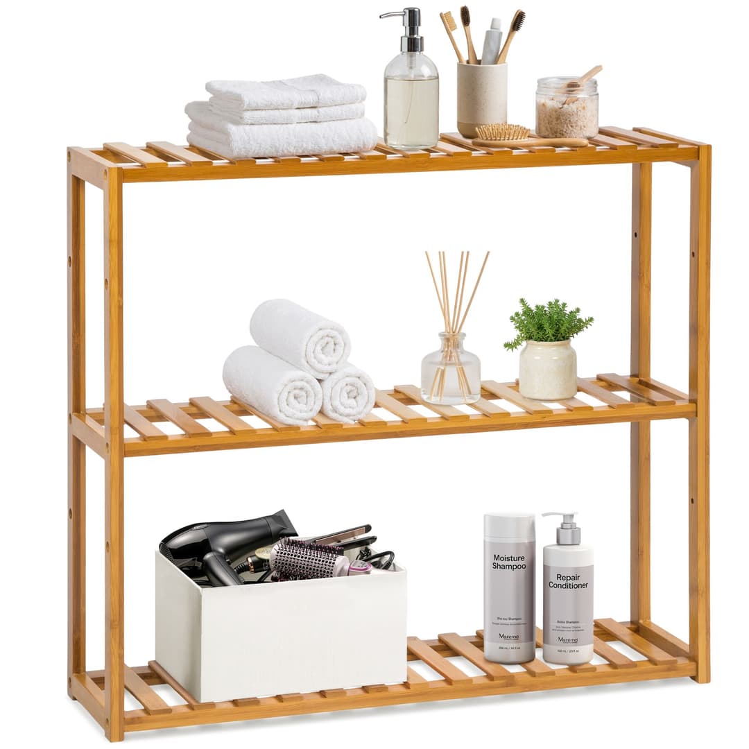 Bambus Badregal 3 Böden 60x15x54,5cm - braun