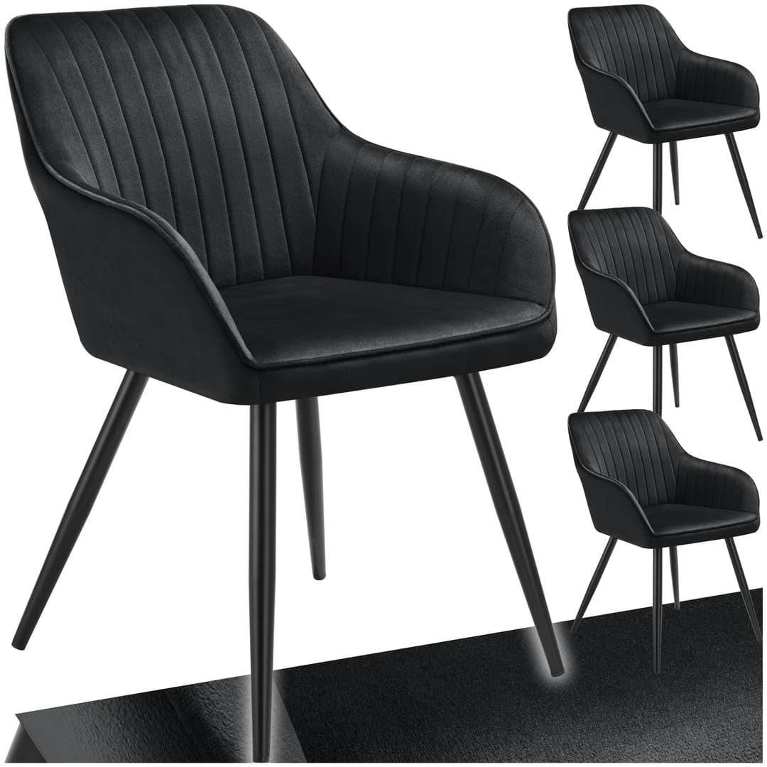 Stuhl Marilyn, Samtoptik, gesteppt - schwarz/schwarz, 4er Set