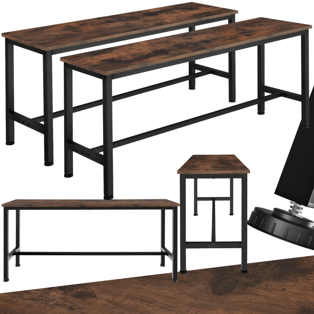 2 Sitzbänke Fairfield - Industrial Holz dunkel, rustikal