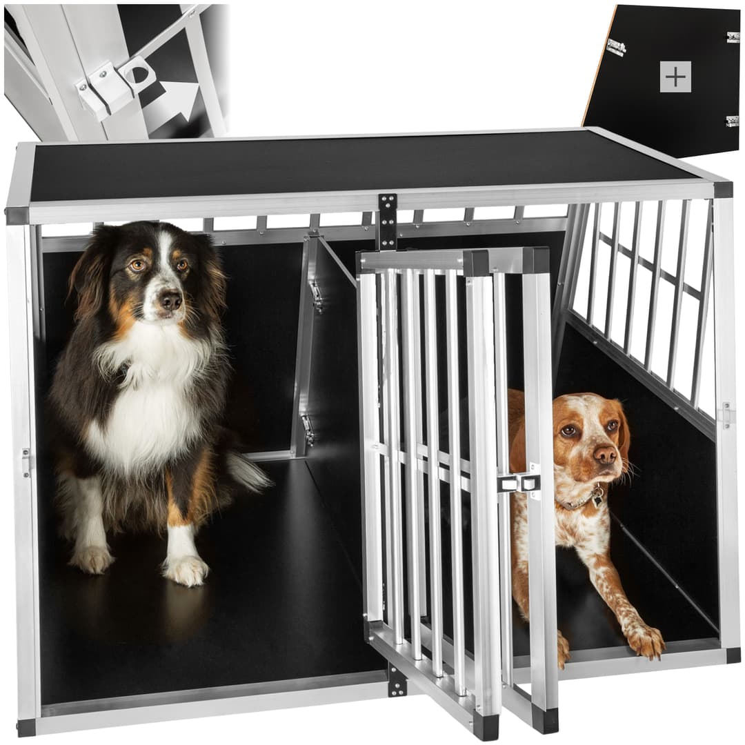Hundetransportbox doppel mit schräger Rückwand - mit Trennwand
