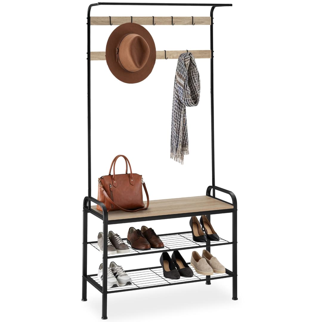 Garderobe - 73,5x36x184cm, Industrial Holz hell, Eiche Sonoma