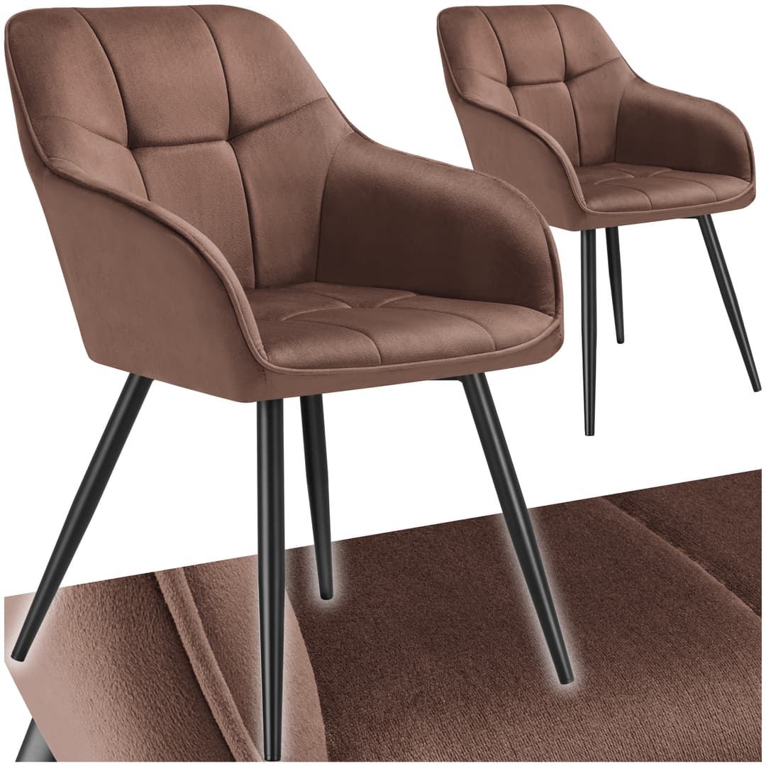 Stuhl Marilyn, Samtoptik, gesteppt - braun/schwarz, 2er Set