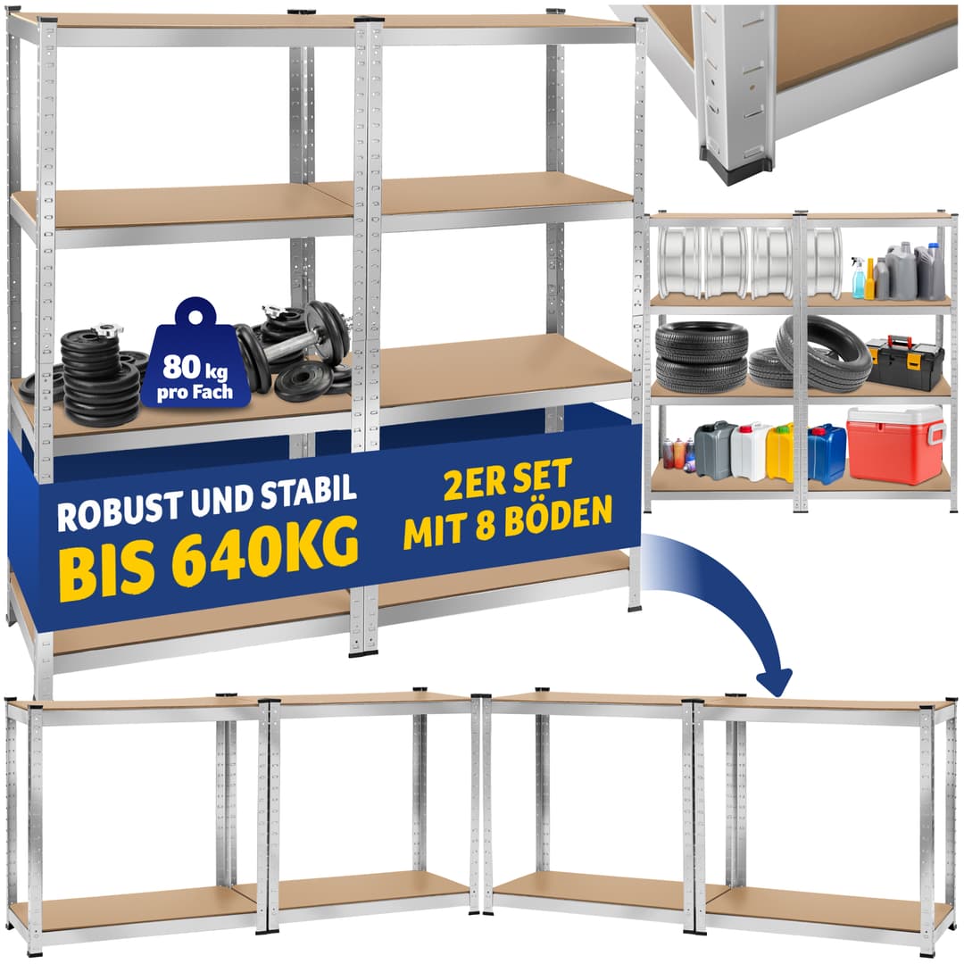 Schwerlastregal - 160 x 160 x 40 cm, 640 kg
