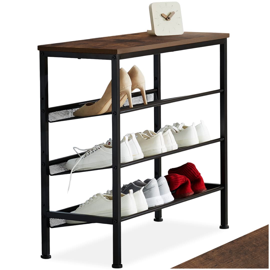 Schuhregal Wolverhampton 75,5x30,5x69,5cm - Industrial Holz dunkel, rustikal
