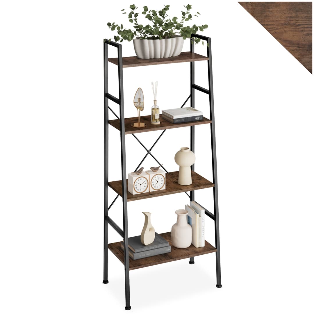 Leiterregal Liverpool 61,5 x 36,5 x 150cm - Industrial Holz dunkel, rustikal