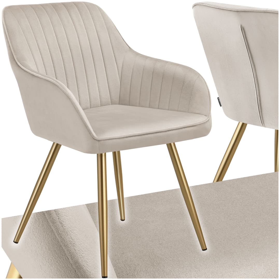Stuhl Marilyn, Samtoptik, gesteppt - taupe/gold, pro Stück
