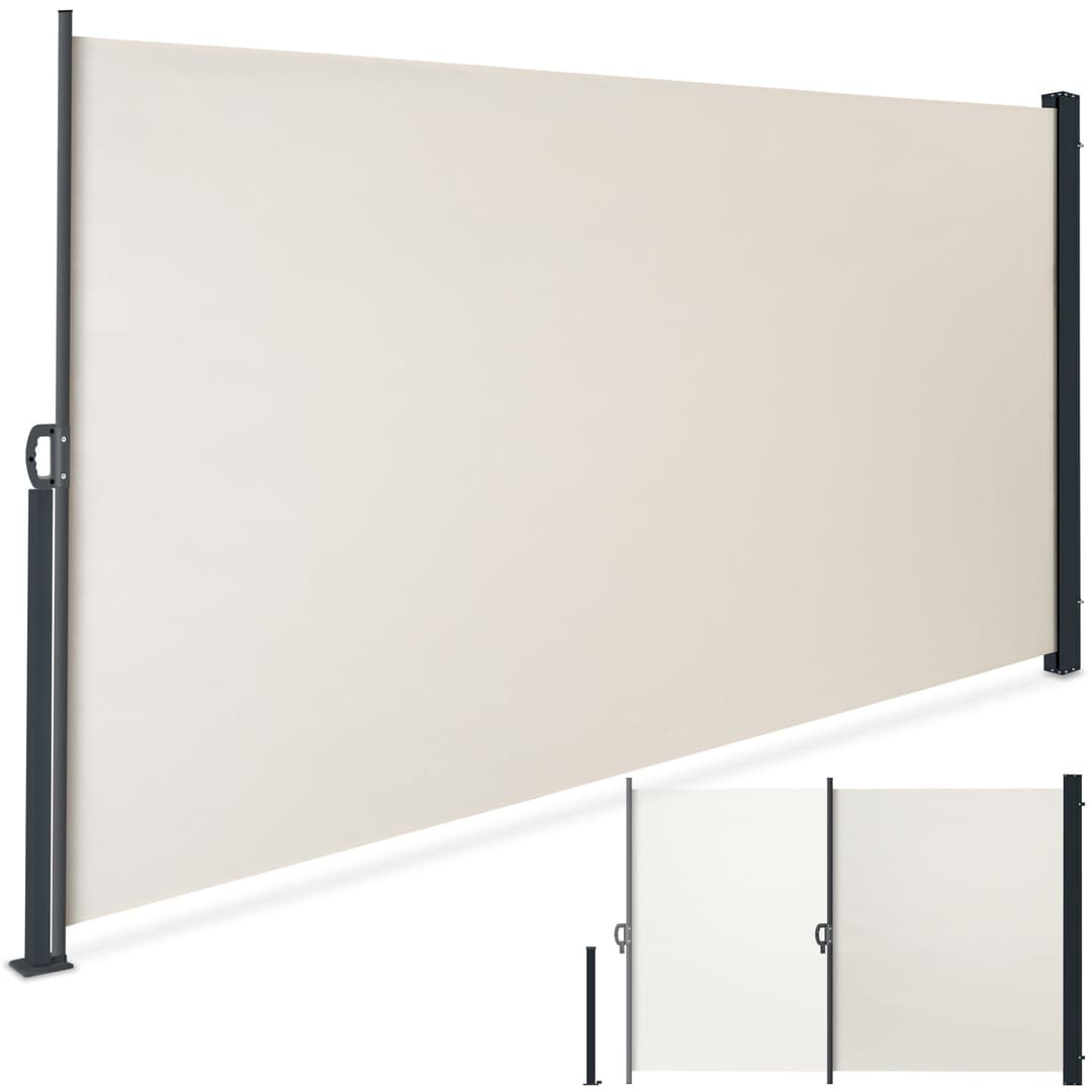Ausziehbare Seitenmarkise mit Aufrollmechanismus, blickdicht - beige