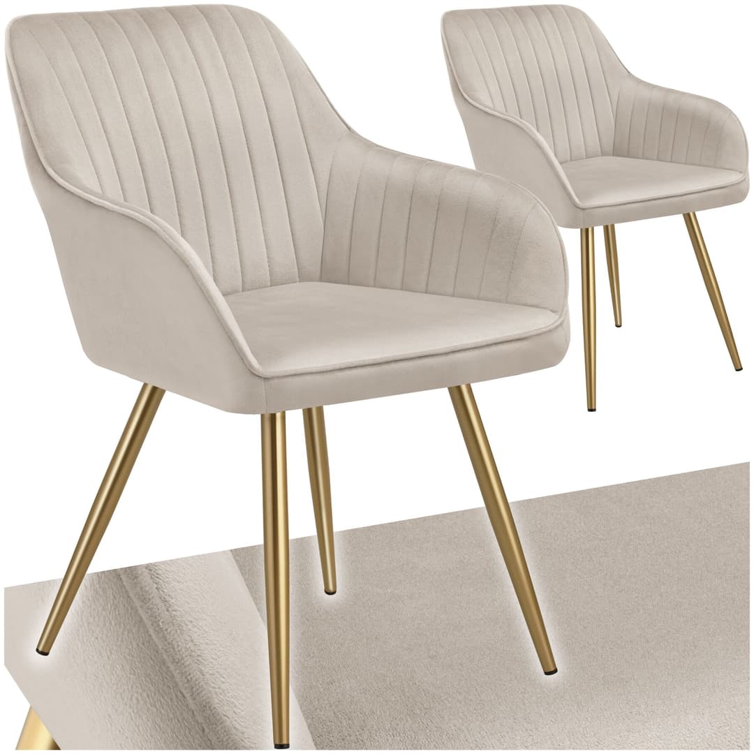 Stuhl Marilyn, Samtoptik, gesteppt - taupe/gold, 2er Set