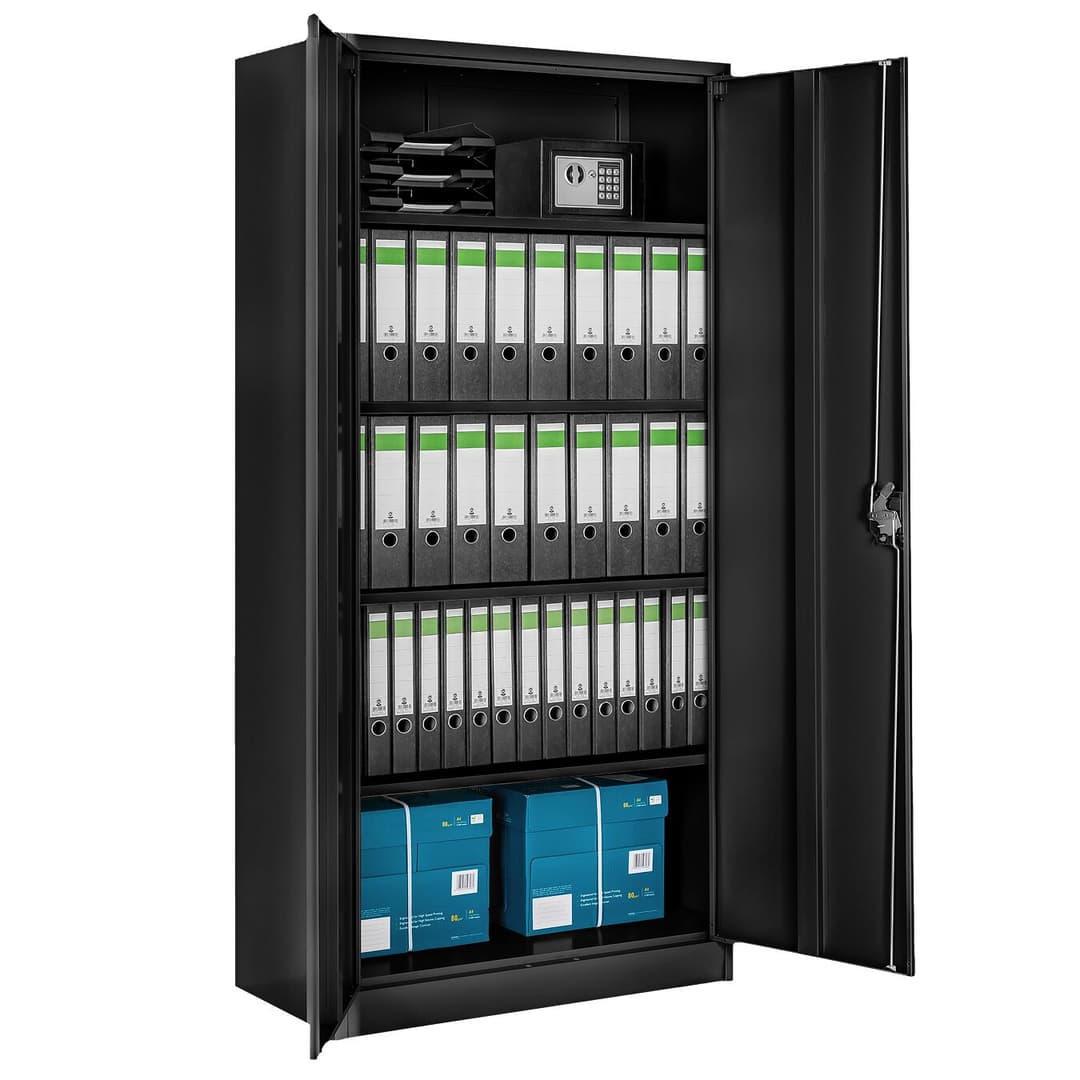 Aktenschrank mit 5 Böden - schwarz, 90 cm