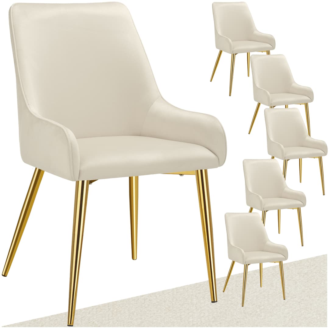Polsterstuhl Avane, Samtoptik, Belastbarkeit 120 kg - beige, 6er Set
