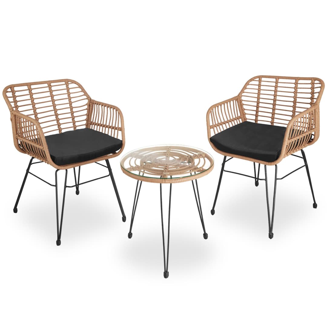 Rattan-Sitzgruppe Molfetta 2+1 - natur